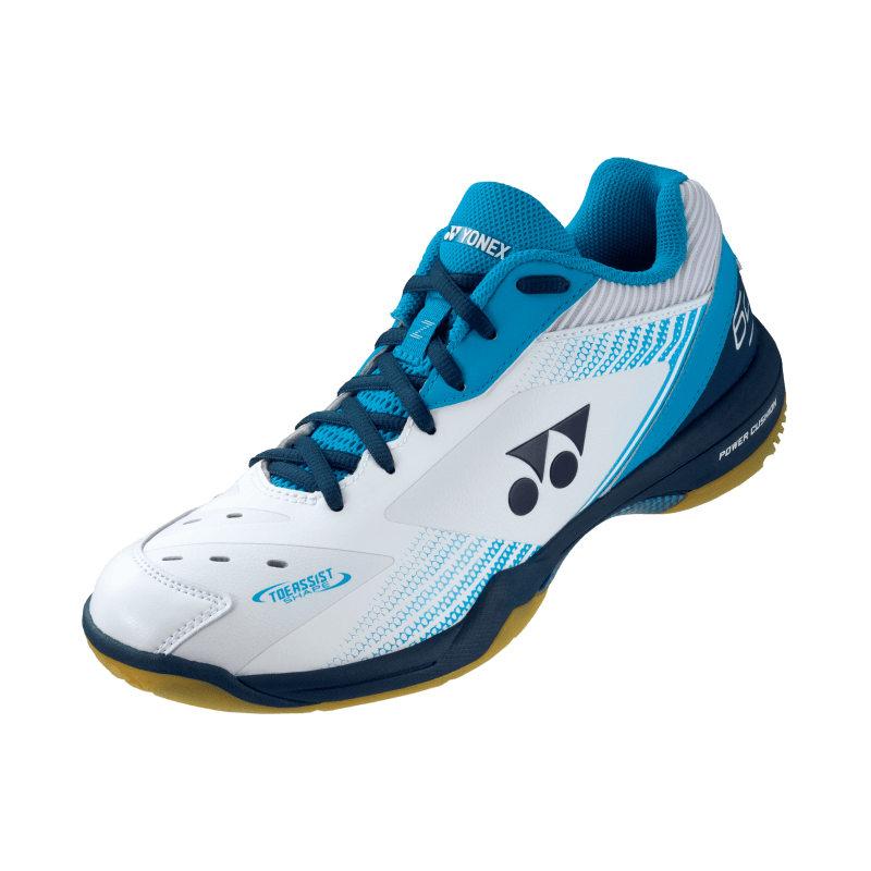 Side View - Yonex Power Cushion 65 Z Men White/Ocean Blue Badminton Shoes