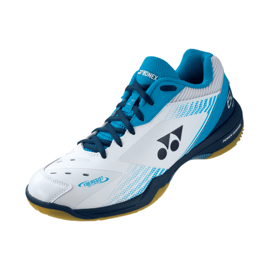 Side View - Yonex Power Cushion 65 Z Men White/Ocean Blue Badminton Shoes
